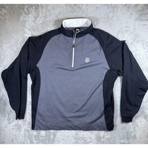FootJoy Pullover Mens Large Gray Black Quarter Zip Golf Jacket Lightweight